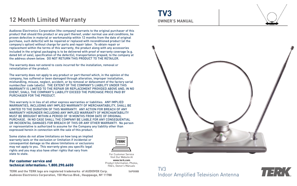 Terk TV3_OMЙ User Manual | 4 pages