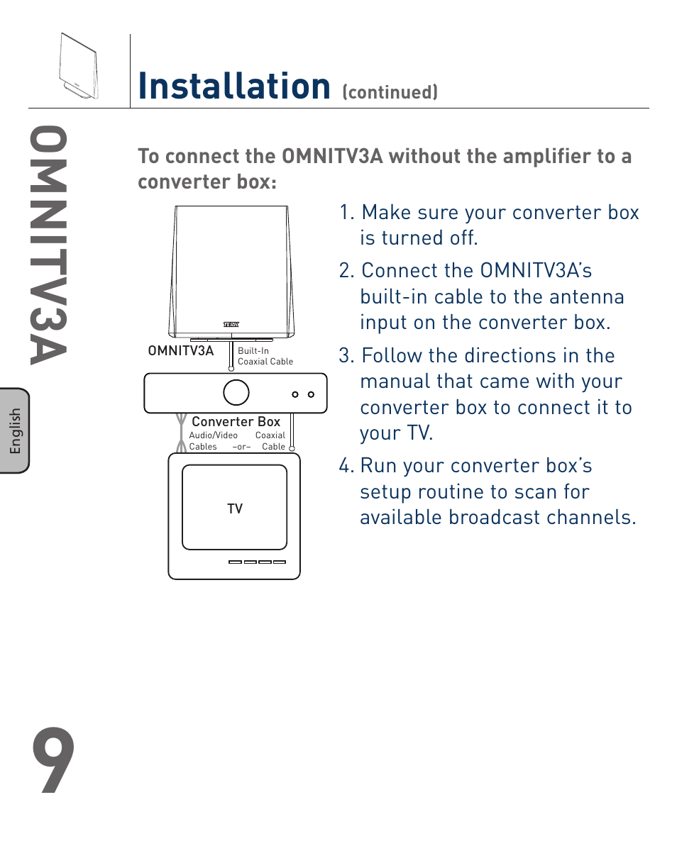 Omnitv3a, Installation | Terk OMNITV3A_OMЙ User Manual | Page 10 / 35