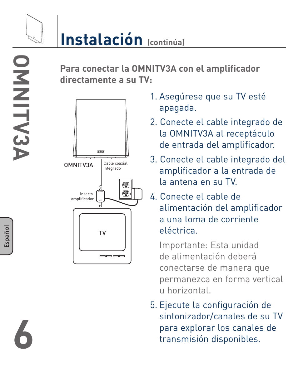 Omnitv3a, Instalación | Terk OMNITV3A_OMЙ User Manual | Page 18 / 35