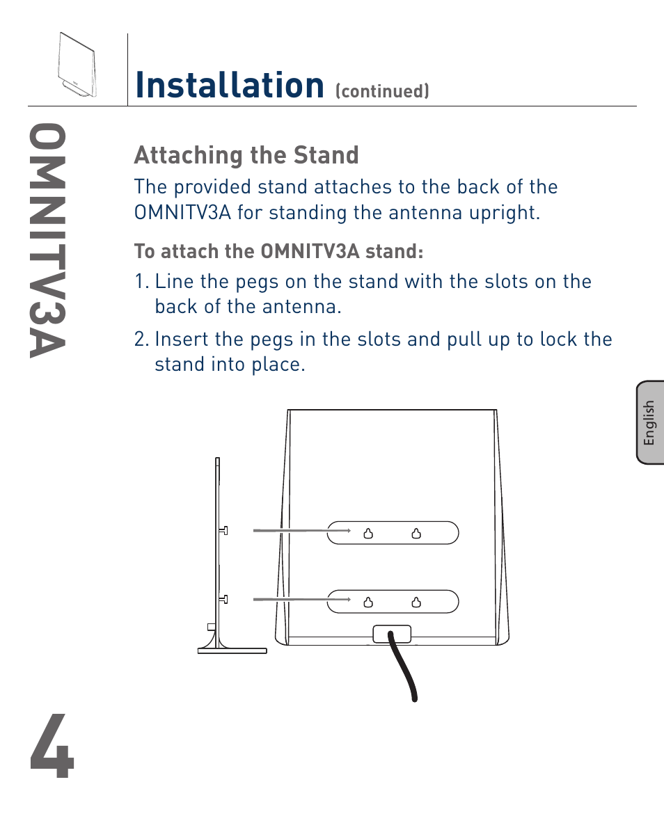 Omnitv3a, Installation | Terk OMNITV3A_OMЙ User Manual | Page 5 / 35