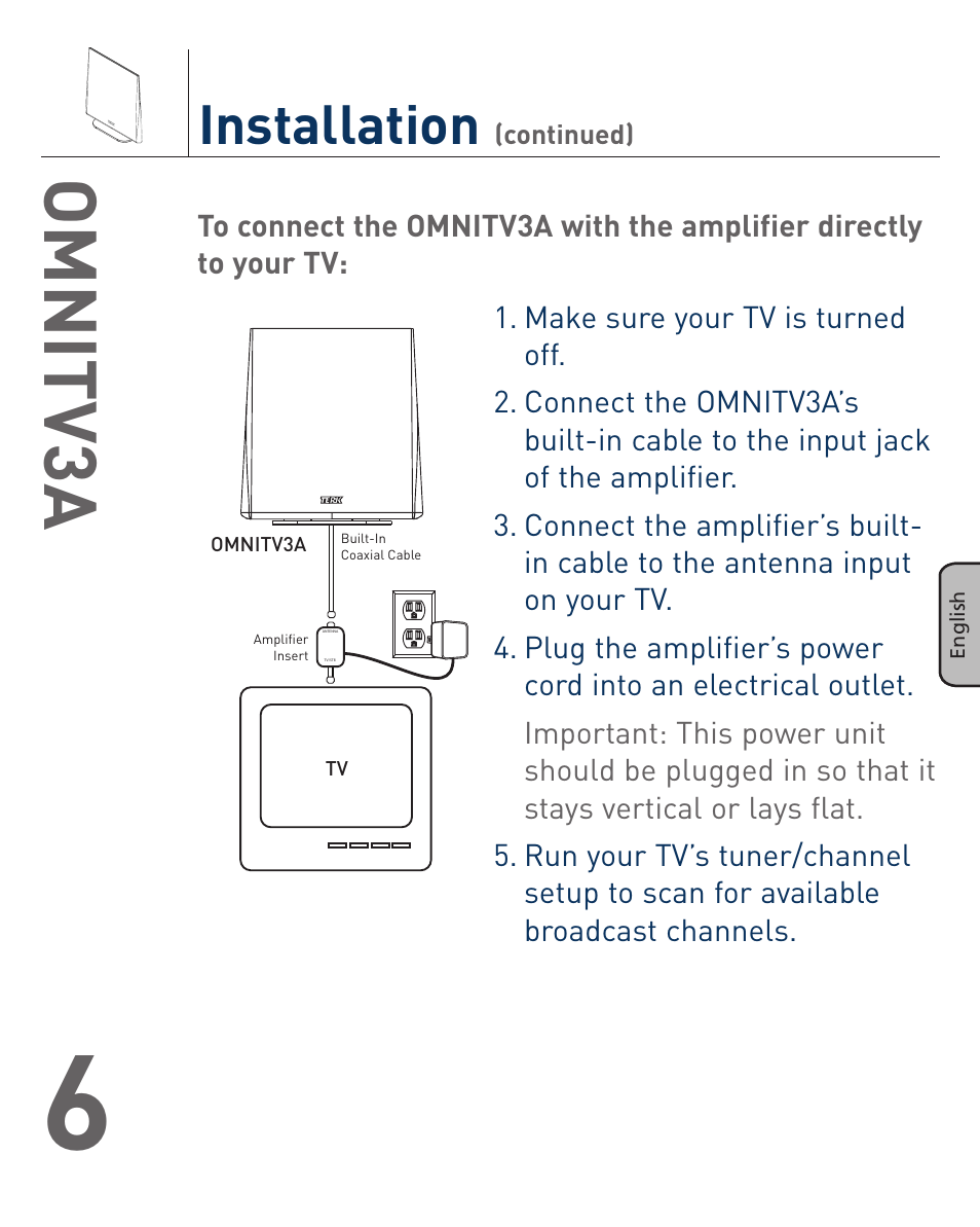 Omnitv3a, Installation | Terk OMNITV3A_OMЙ User Manual | Page 7 / 35