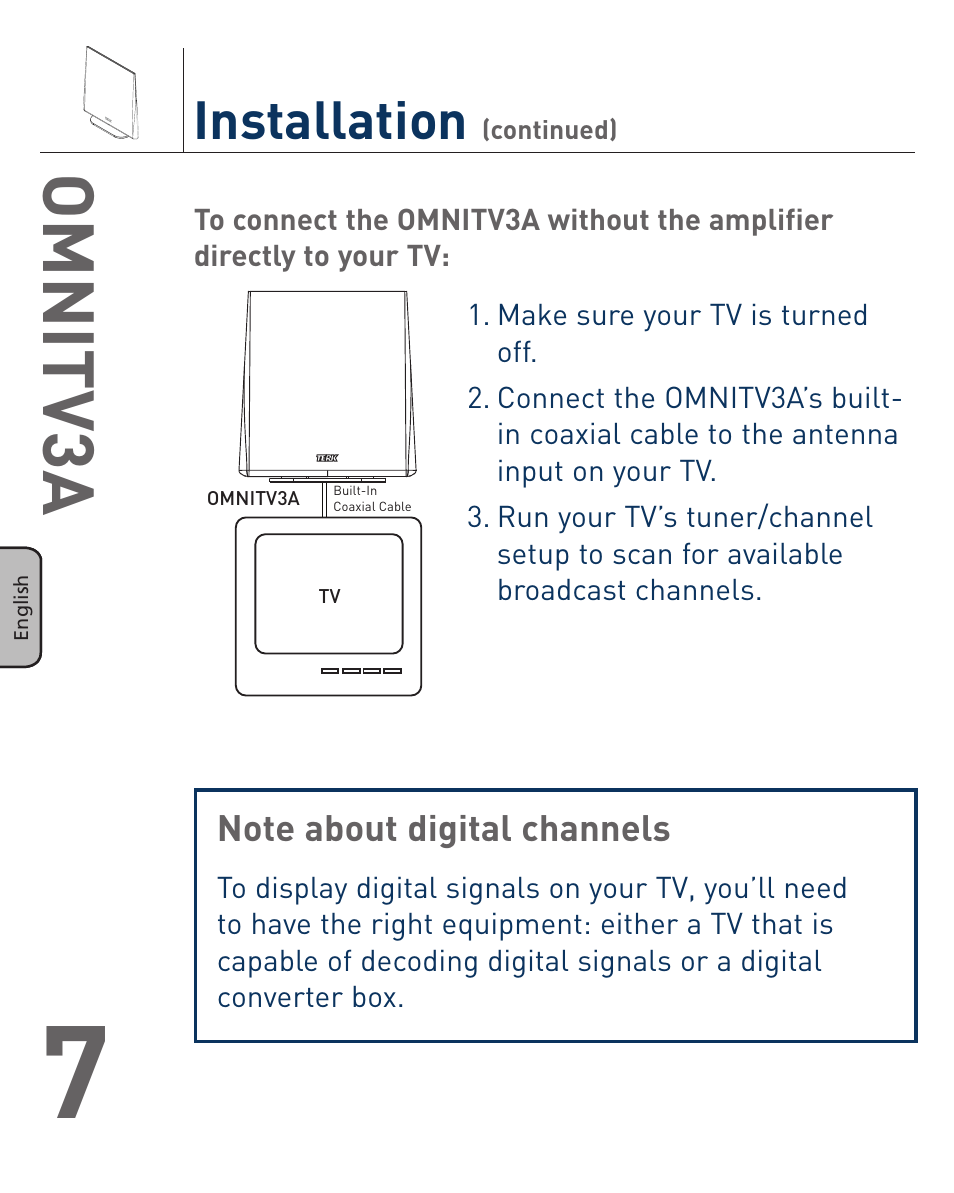 Omnitv3a, Installation | Terk OMNITV3A_OMЙ User Manual | Page 8 / 35