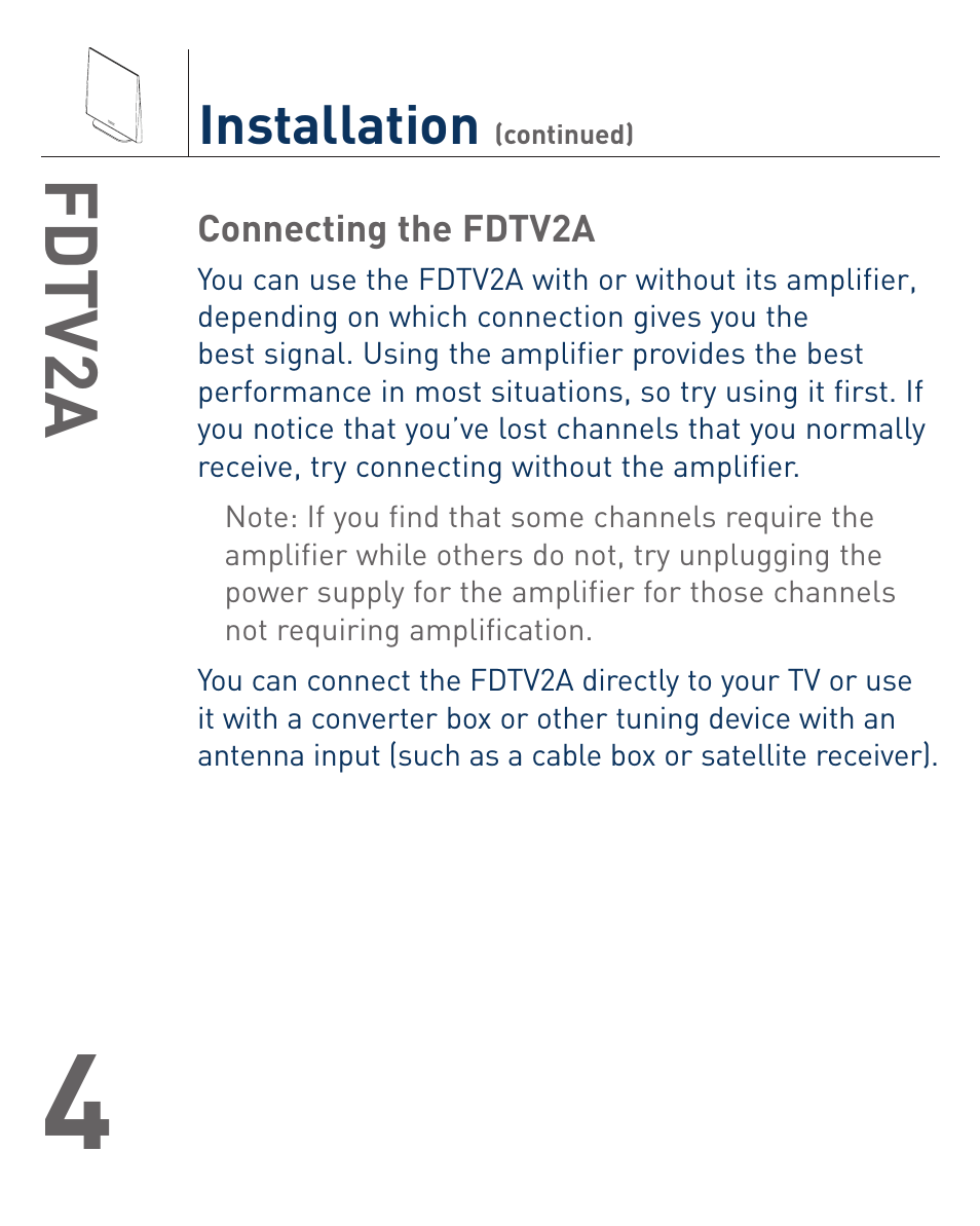 Fd tv2a | Terk FDTV2A_OMЙ User Manual | Page 5 / 12