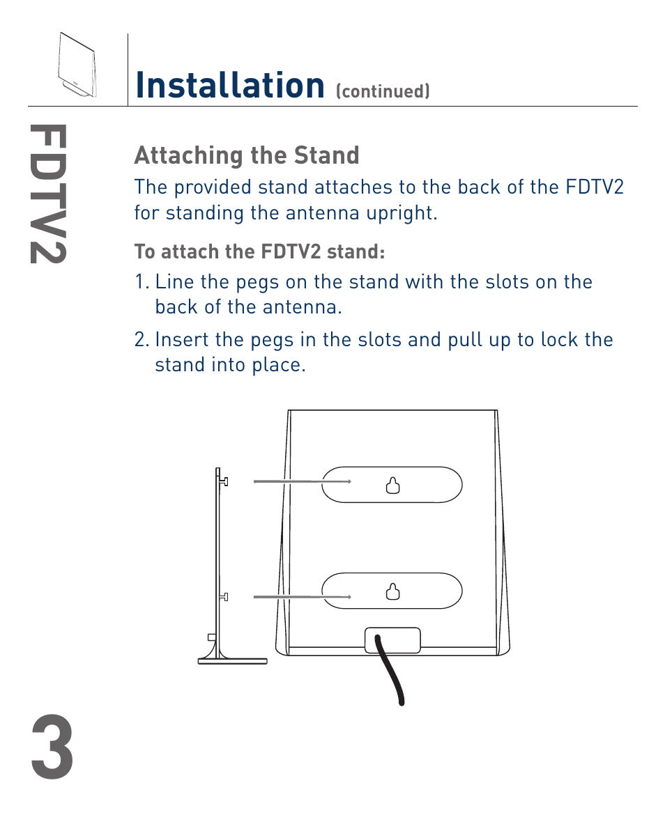 Fd tv2, Installation | Terk FDTV2_OMЙ User Manual | Page 4 / 8