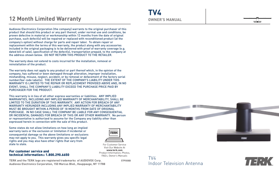 Terk TV4_OMЙ User Manual | 4 pages