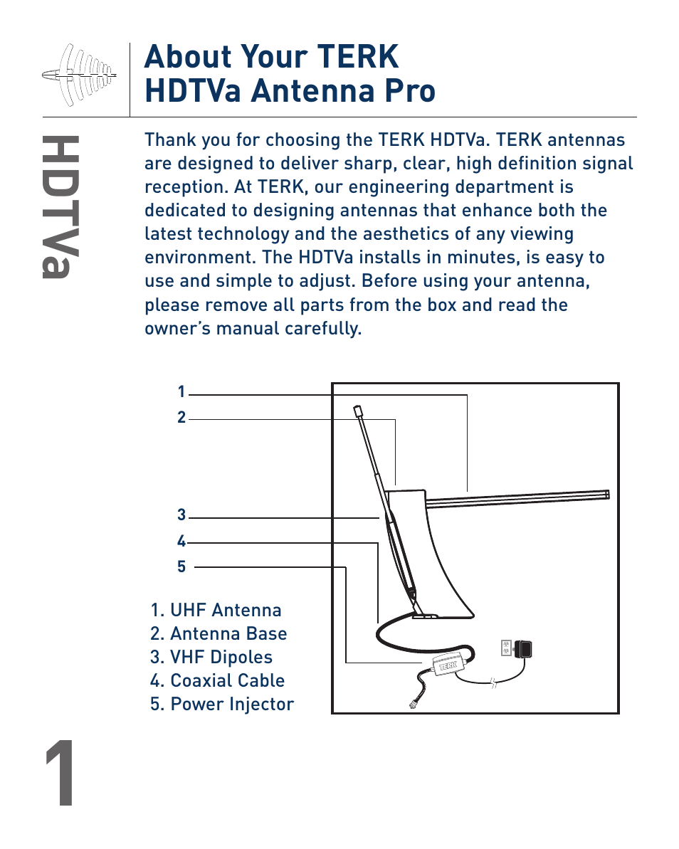 Hd tv a, About your terk hdtva antenna pro | Terk HDTVA_OMЙ User Manual | Page 3 / 8