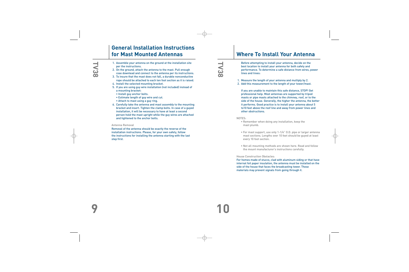 Tv38, Where to install your antenna | Terk TV38_OMЙ User Manual | Page 6 / 8