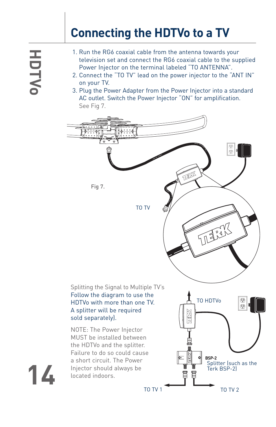 Hd tv o, Connecting the hdtvo to a tv | Terk HDTVO_OMЙ User Manual | Page 16 / 20