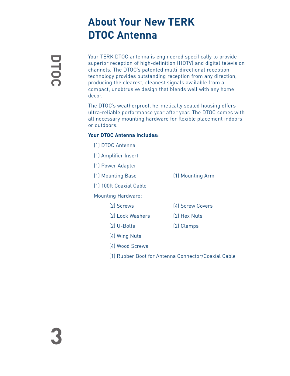 Dtoc, About your new terk dtoc antenna | Terk DTOC User Manual User Manual | Page 4 / 16