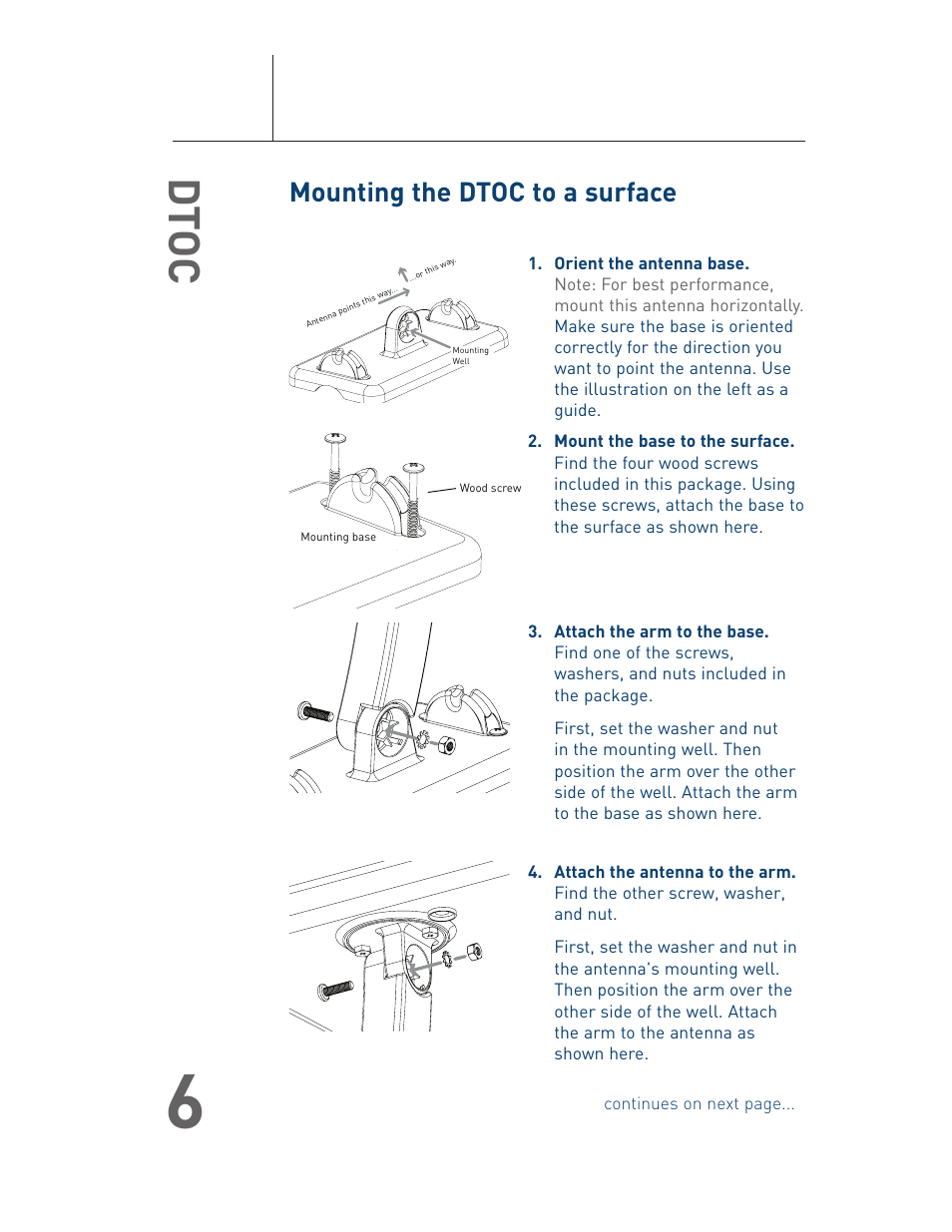 Dtoc, Mounting the dtoc to a surface | Terk DTOC User Manual User Manual | Page 7 / 16