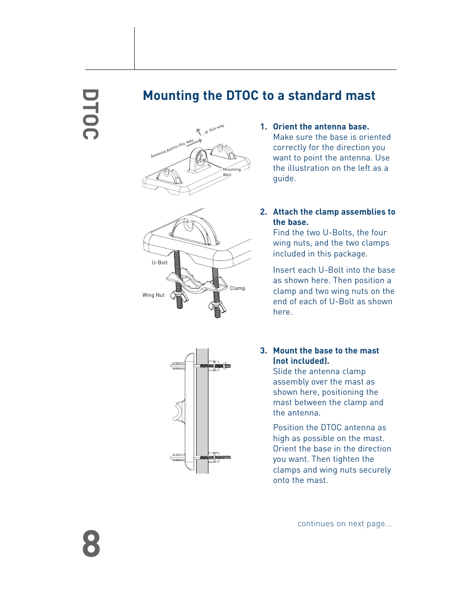 Dtoc, Mounting the dtoc to a standard mast | Terk DTOC User Manual User Manual | Page 9 / 16