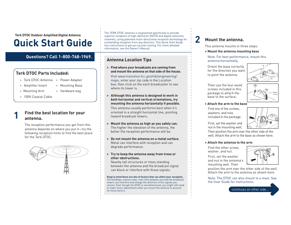 Terk DTOC Quick Start Guide User Manual | 2 pages