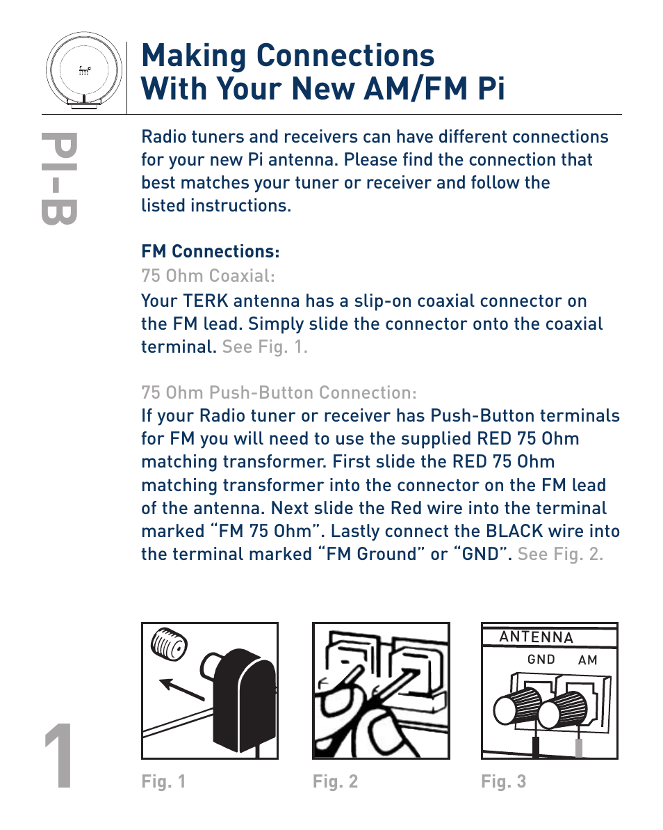 Pi-b, Making connections with your new am/fm pi | Terk PIB_OMЙ User Manual | Page 4 / 6