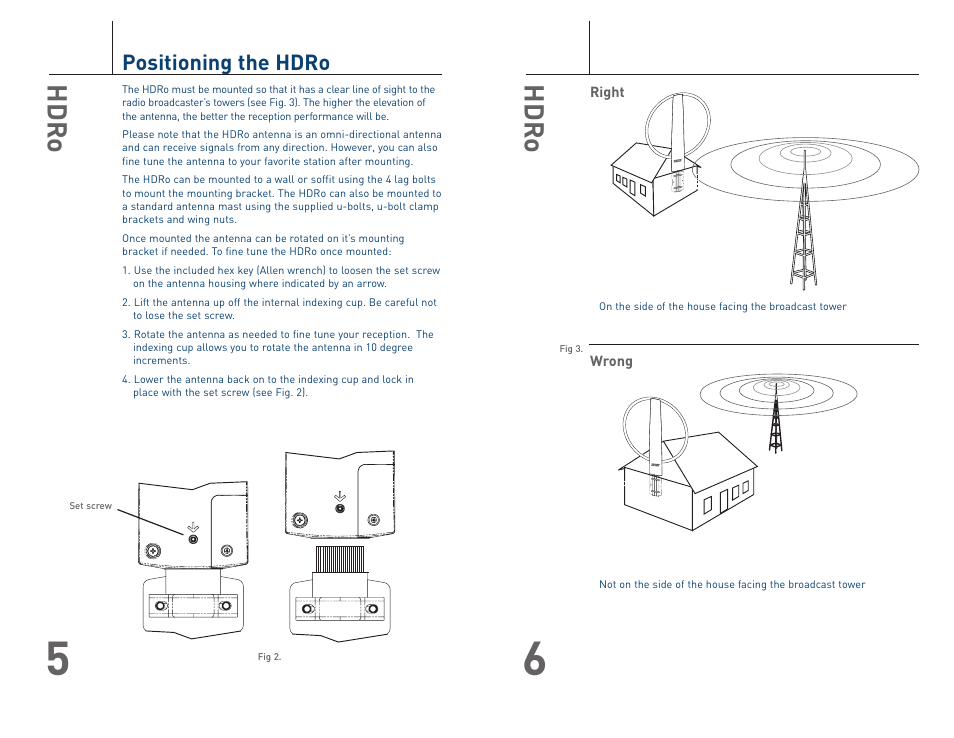 Hdro, Positioning the hdro | Terk HDRO_OMЙ User Manual | Page 4 / 6