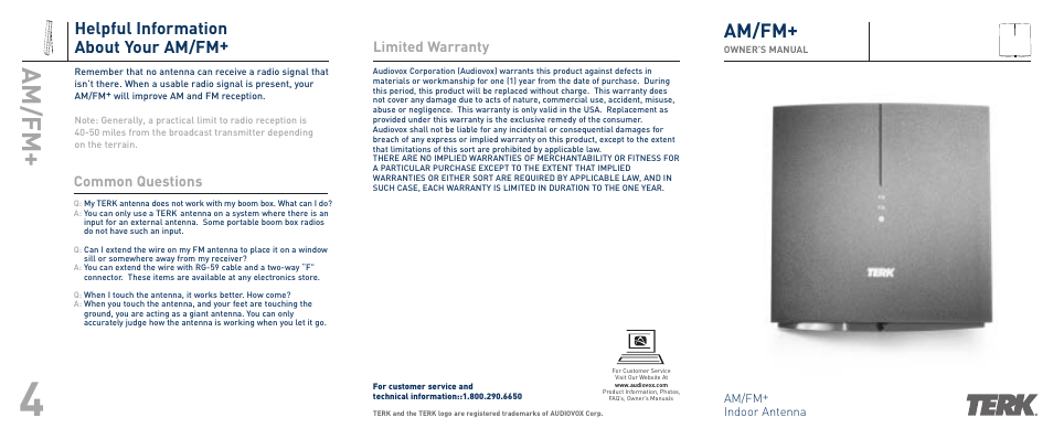 Terk AM-FM+_OMЙ User Manual | 2 pages