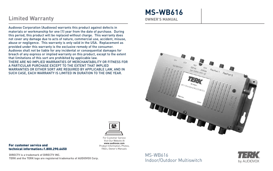 Terk MSWB616_OMЙ User Manual | 4 pages