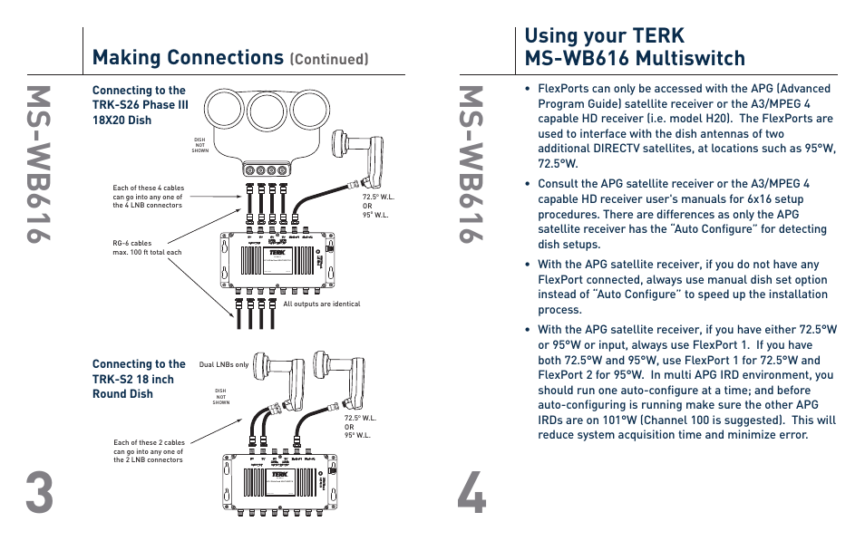Ms -w b 6 1 6, Using your terk ms-wb616 multiswitch, Making connections | Terk MSWB616_OMЙ User Manual | Page 3 / 4