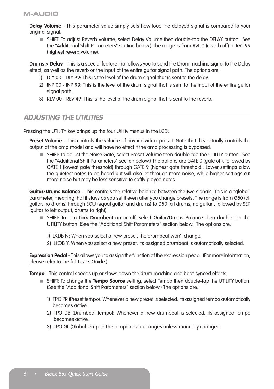 Adjusting the utilities | M-AUDIO Black Box User Manual | Page 7 / 14