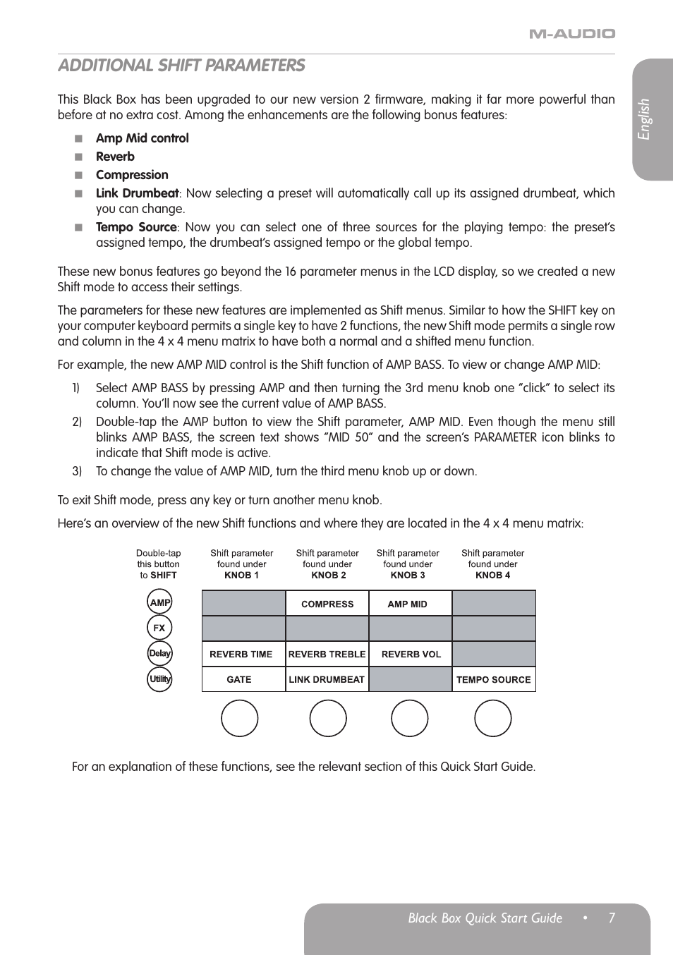 Additional shift parameters, English | M-AUDIO Black Box User Manual | Page 8 / 14