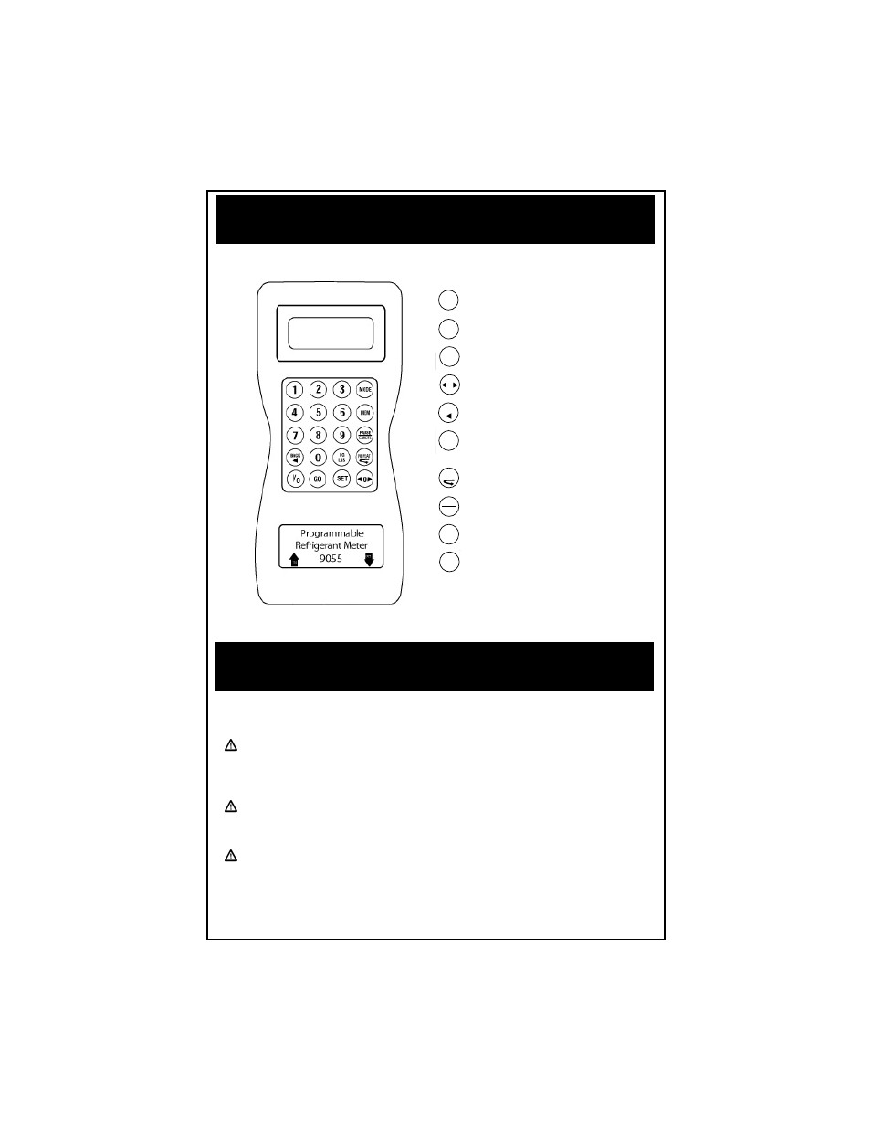 Controles, Precauciones | TIF 9055 Programmable REFRIGERANT Meter User Manual | Page 15 / 58