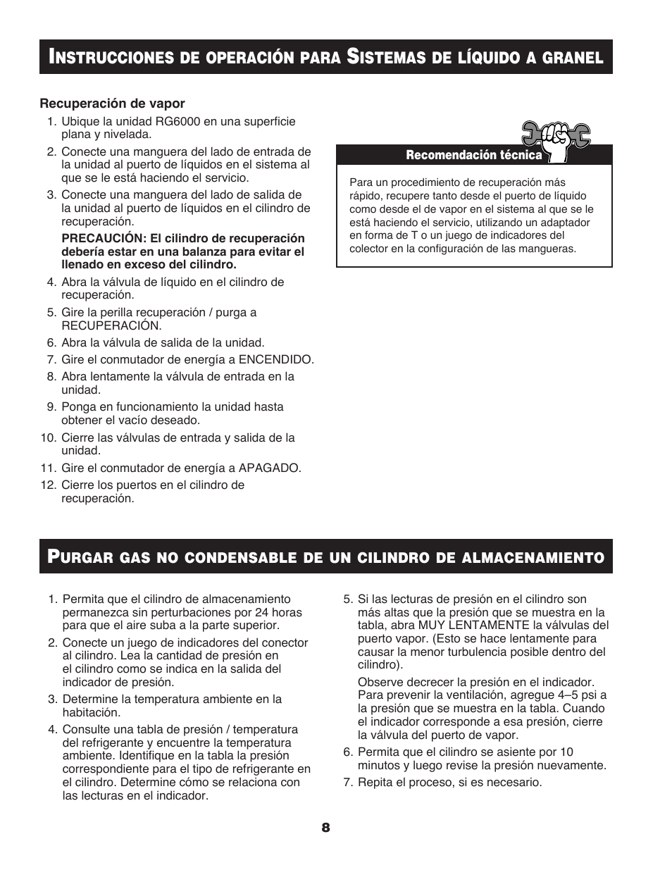 TIF RG6000 Refrigerant Recovery User Manual | Page 8 / 15