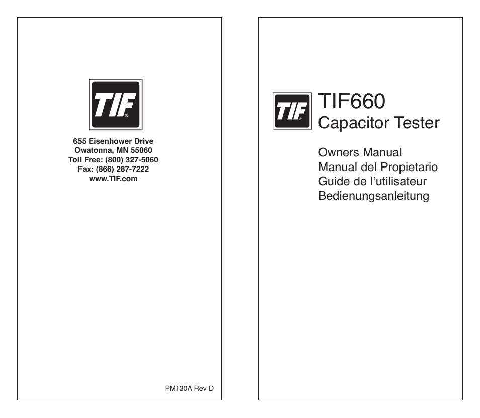 TIF 660 Capacitor Tester User Manual | 18 pages