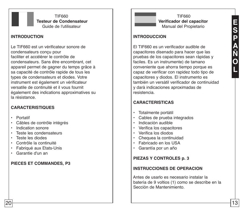 TIF 660 Capacitor Tester User Manual | Page 15 / 18