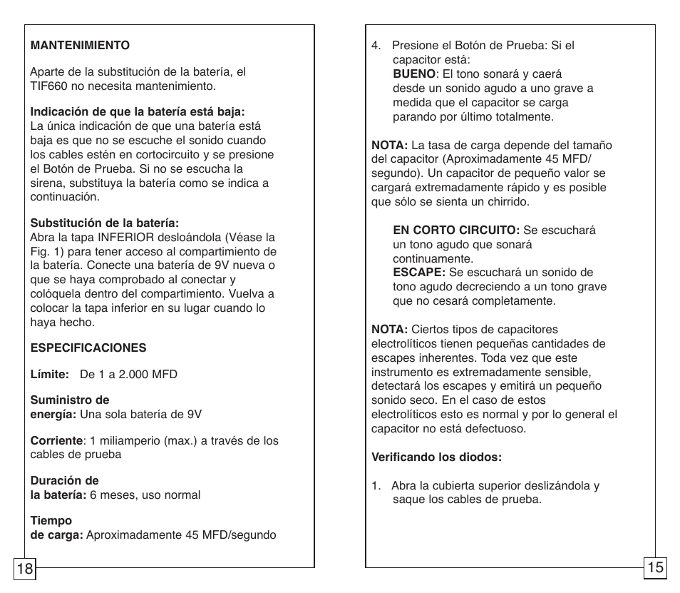 TIF 660 Capacitor Tester User Manual | Page 17 / 18