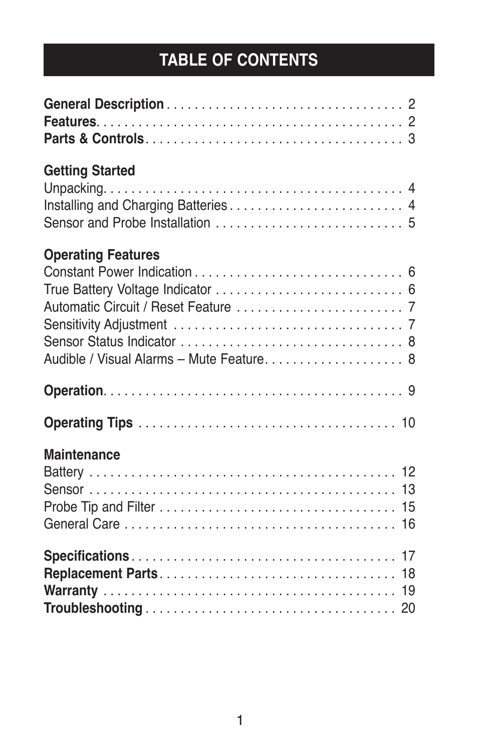 TIF ZX Heated Pentode Refrigerant Detector User Manual | Page 3 / 24