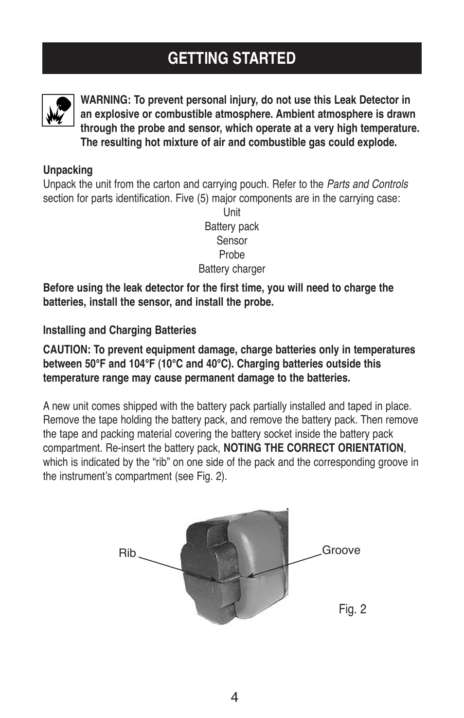 Getting started | TIF ZX Heated Pentode Refrigerant Detector User Manual | Page 6 / 24