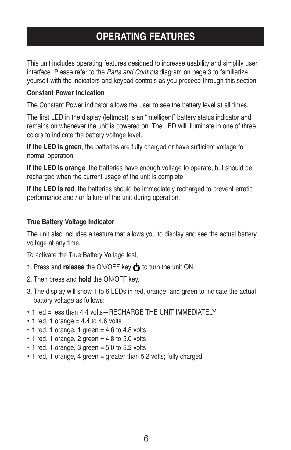 Operating features | TIF ZX Heated Pentode Refrigerant Detector User Manual | Page 8 / 24
