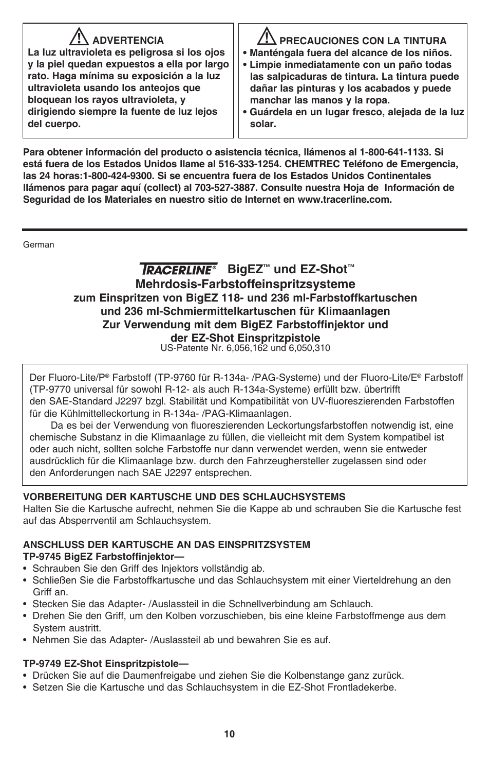 Bigez, Und ez-shot, Mehrdosis-farbstoffeinspritzsysteme | Tracer Big EZ Shot and EZ Shot M-L AM12050 User Manual | Page 10 / 14