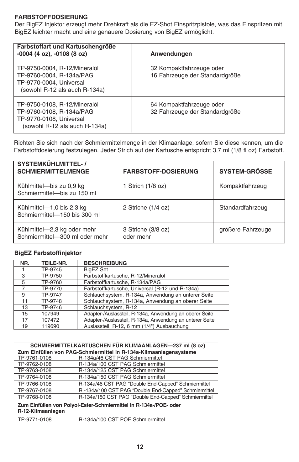 Tracer Big EZ Shot and EZ Shot M-L AM12050 User Manual | Page 12 / 14