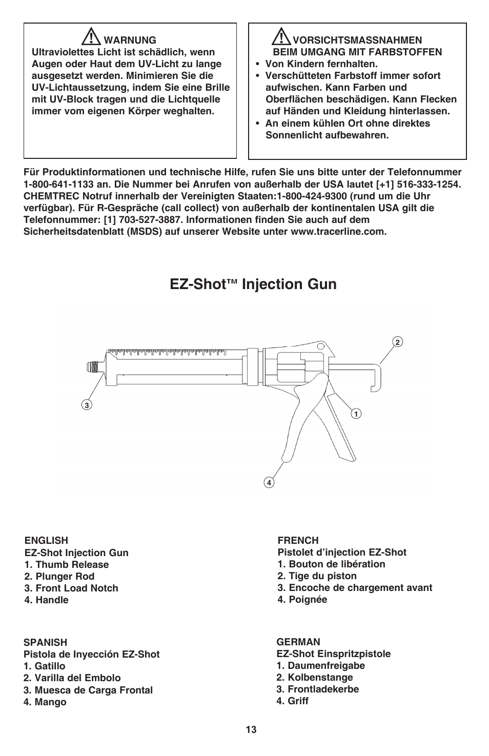 Ez-shot, Injection gun | Tracer Big EZ Shot and EZ Shot M-L AM12050 User Manual | Page 13 / 14