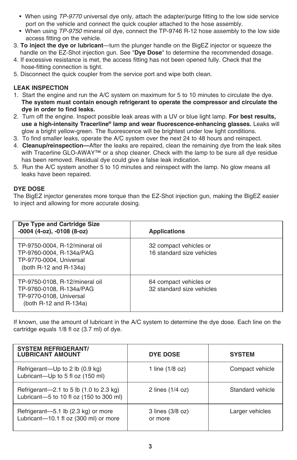 Tracer Big EZ Shot and EZ Shot M-L AM12050 User Manual | Page 3 / 14