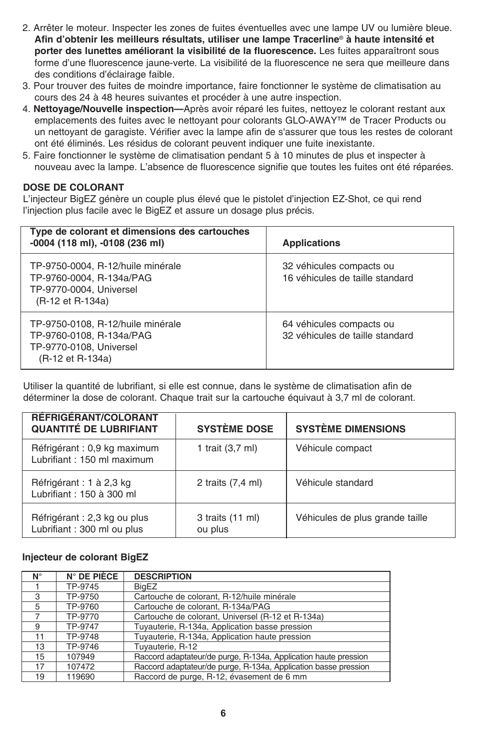 Tracer Big EZ Shot and EZ Shot M-L AM12050 User Manual | Page 6 / 14