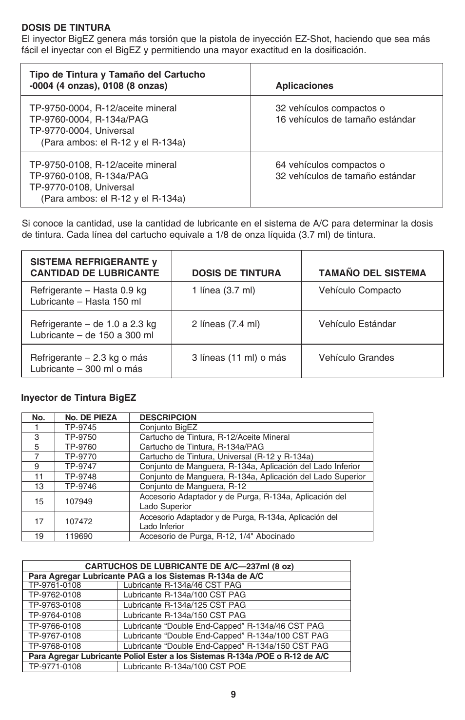 Tracer Big EZ Shot and EZ Shot M-L AM12050 User Manual | Page 9 / 14