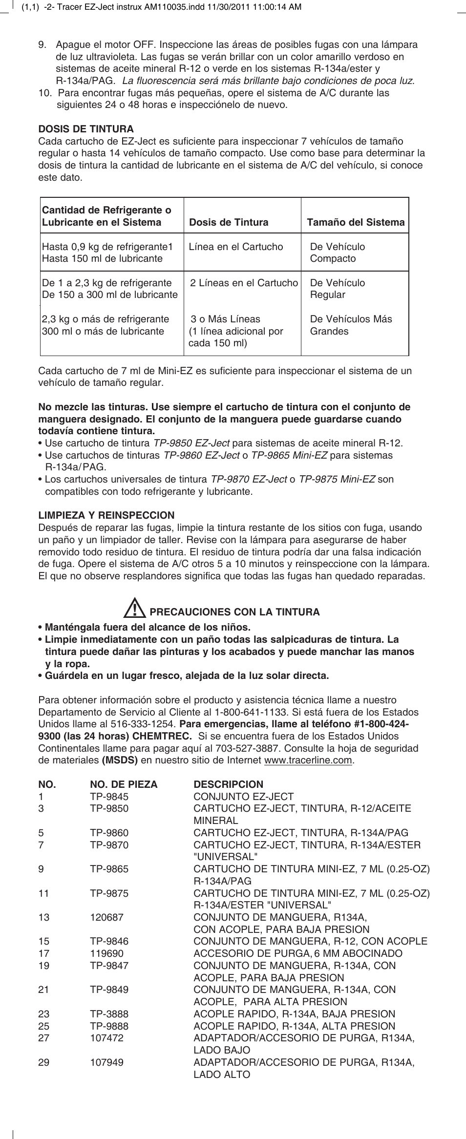 Tracer EZ-JECT, MiniEZ M-L AM11035 (Was A04027-2) User Manual | Page 5 / 8