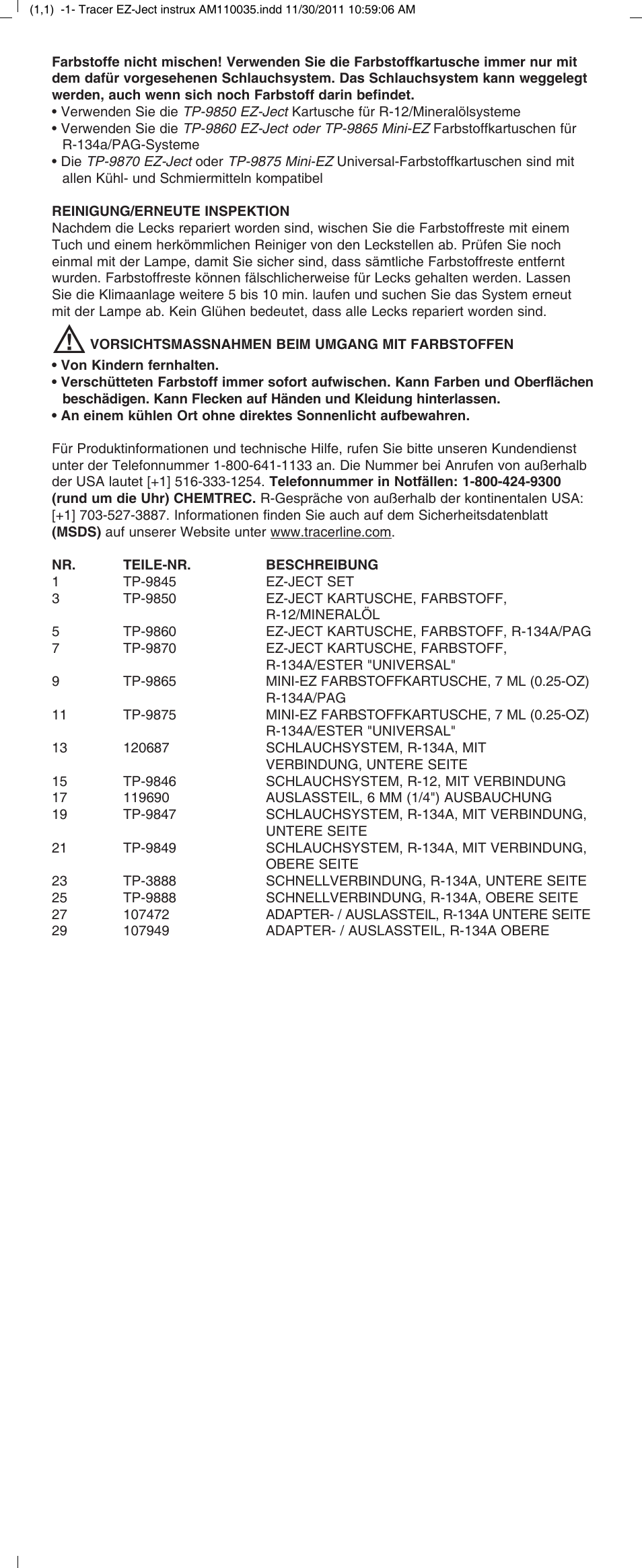 Tracer EZ-JECT, MiniEZ M-L AM11035 (Was A04027-2) User Manual | Page 7 / 8