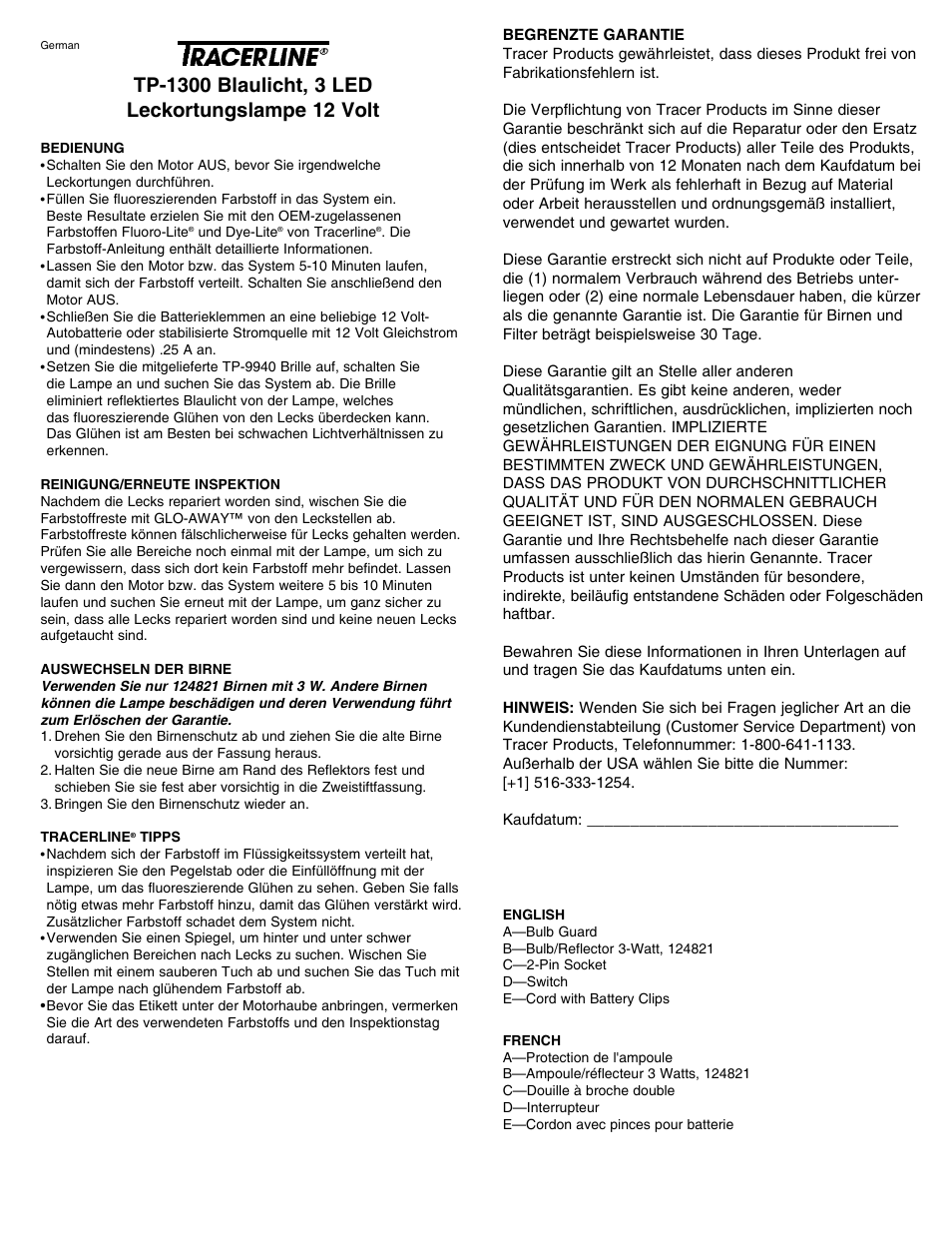 Tp-1300 am07019 p4.pdf | Tracer TP-1300 M-L AM07019 User Manual | Page 4 / 4