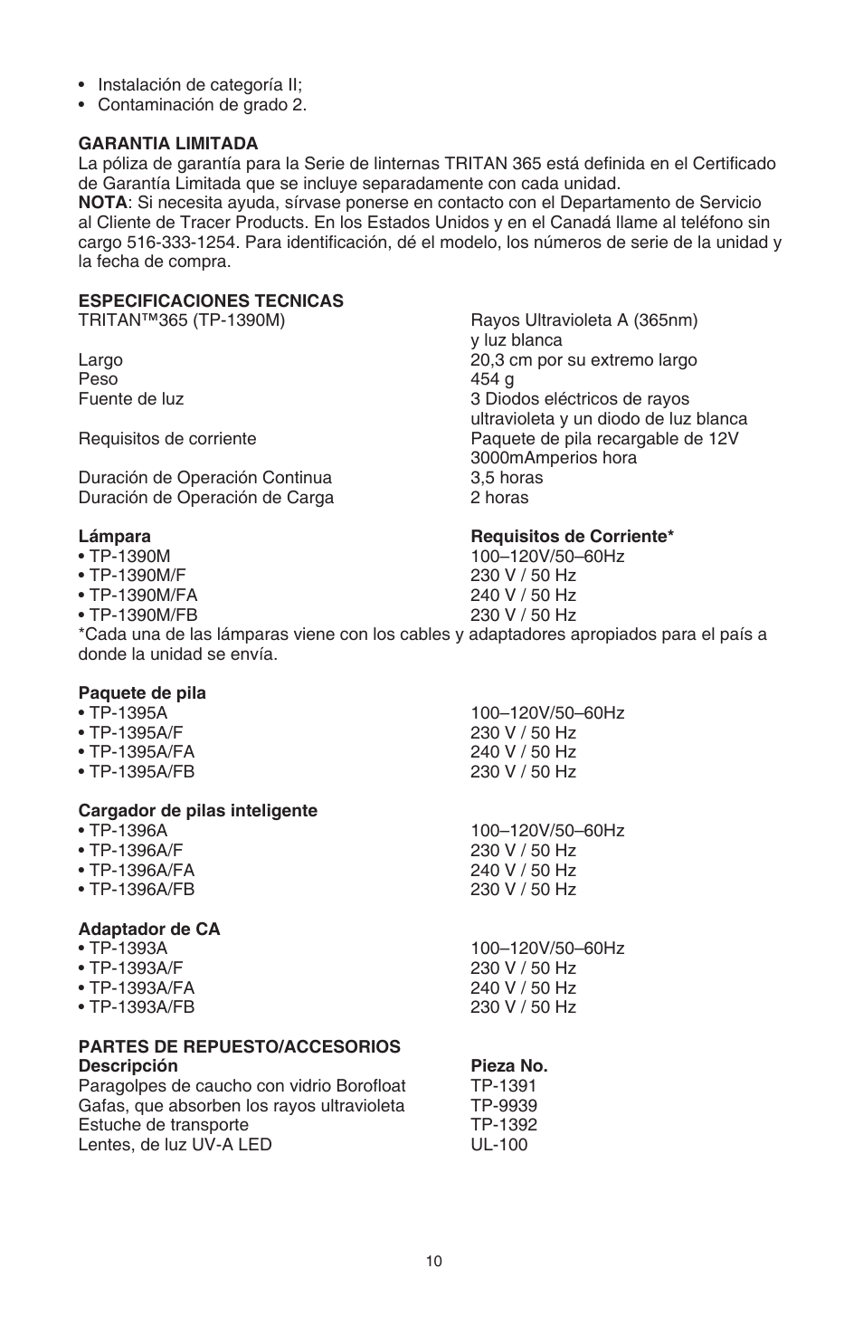 Tracer TP-1390M M-L AM09003-3 User Manual | Page 10 / 15