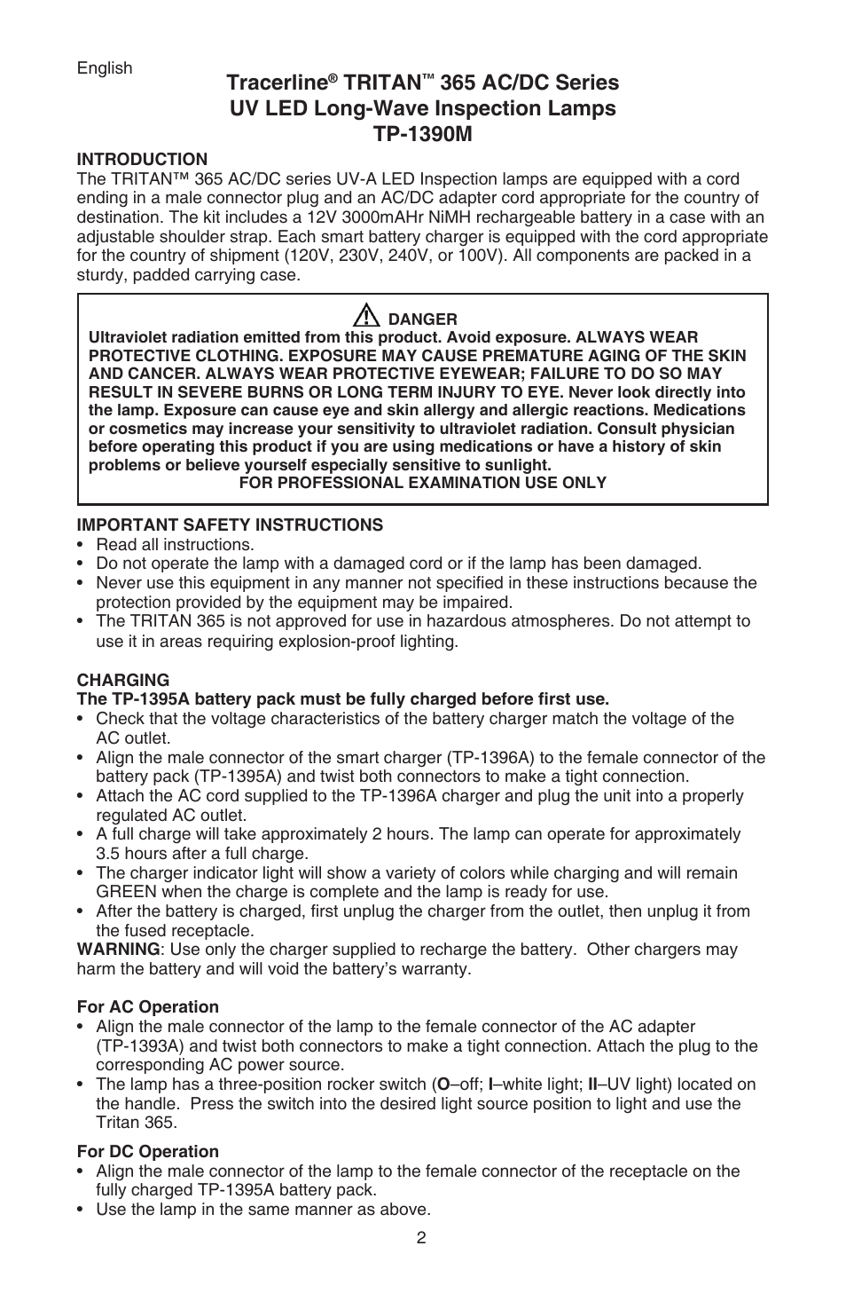 Tracerline, Tritan | Tracer TP-1390M M-L AM09003-3 User Manual | Page 2 / 15