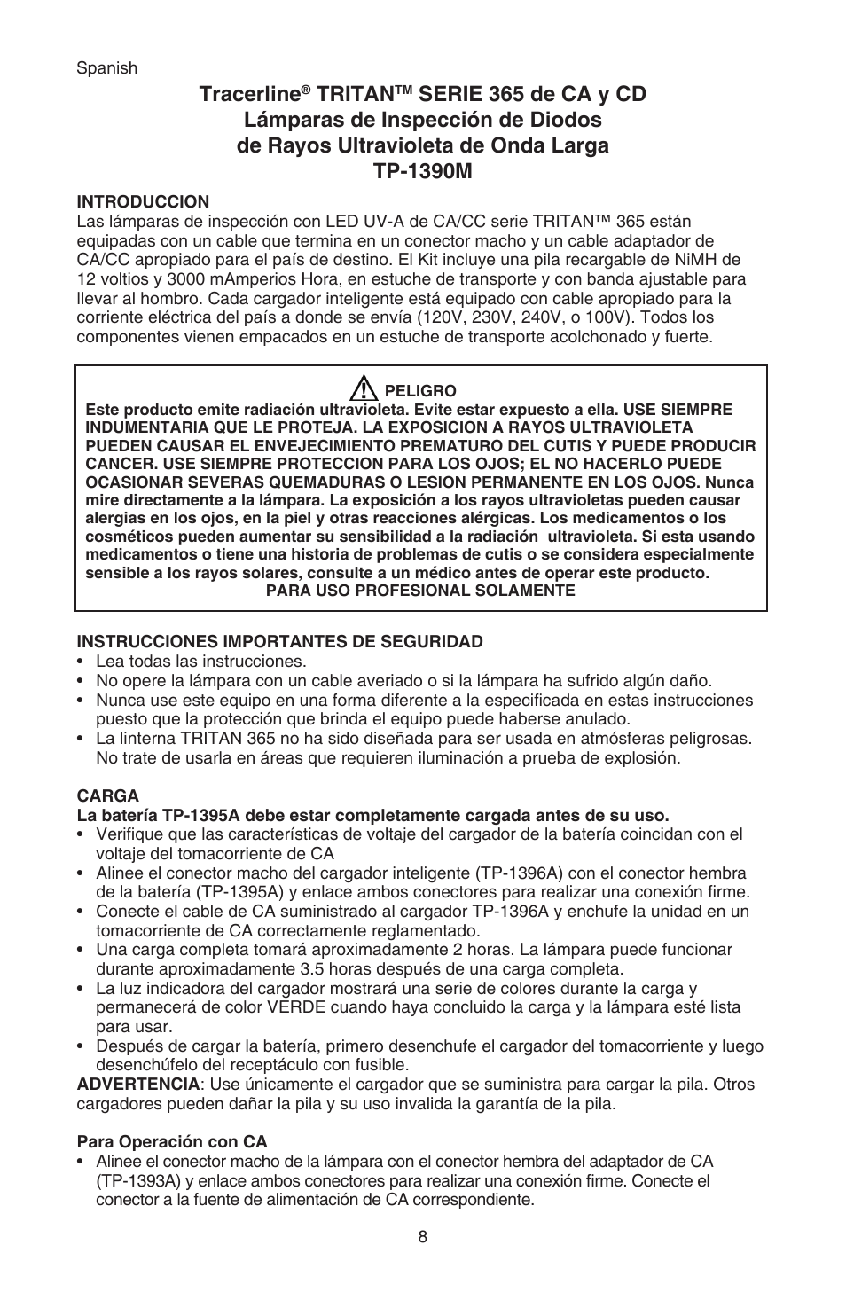 Tracerline, Tritan | Tracer TP-1390M M-L AM09003-3 User Manual | Page 8 / 15