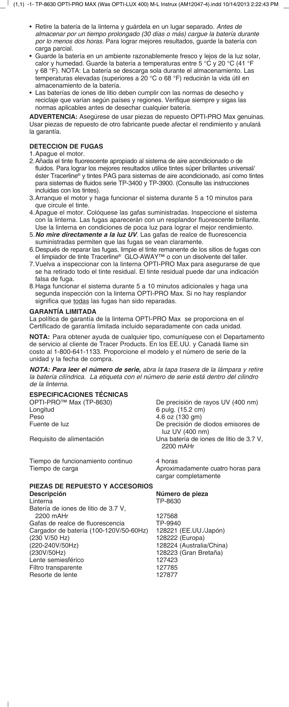 Tracer TP-8630 OPTI-PRO MAX M-L AM12047-4 User Manual | Page 5 / 8