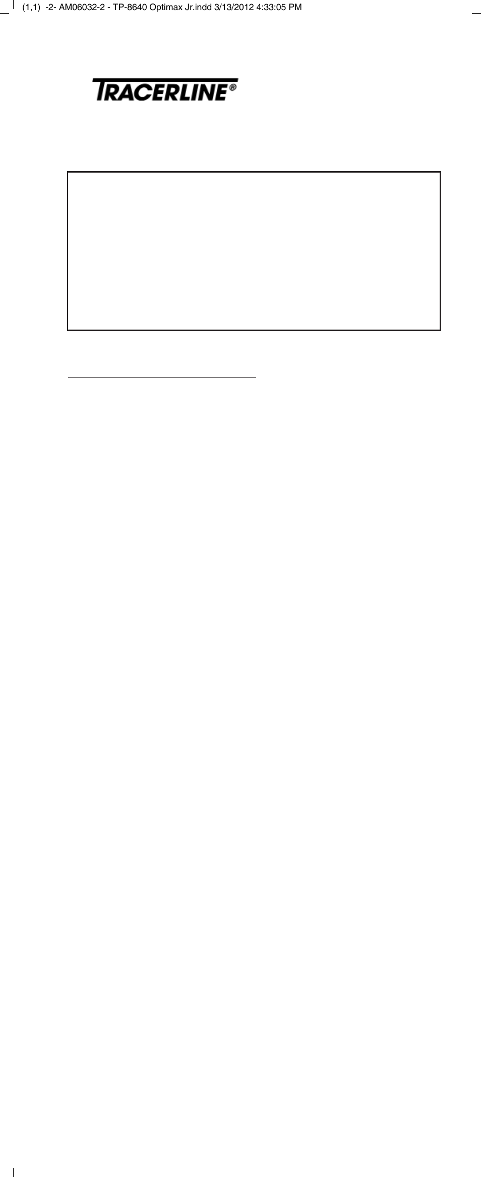Optimax jr, Importante | Tracer TP-8640 OPTIMAX JR.AM06032-2 User Manual | Page 3 / 4