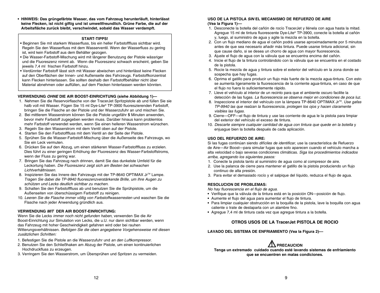 Tp-8648 leakfinder kit manual 12.pdf | Tracer TP-8648 Manual M-L AM06054 User Manual | Page 12 / 19