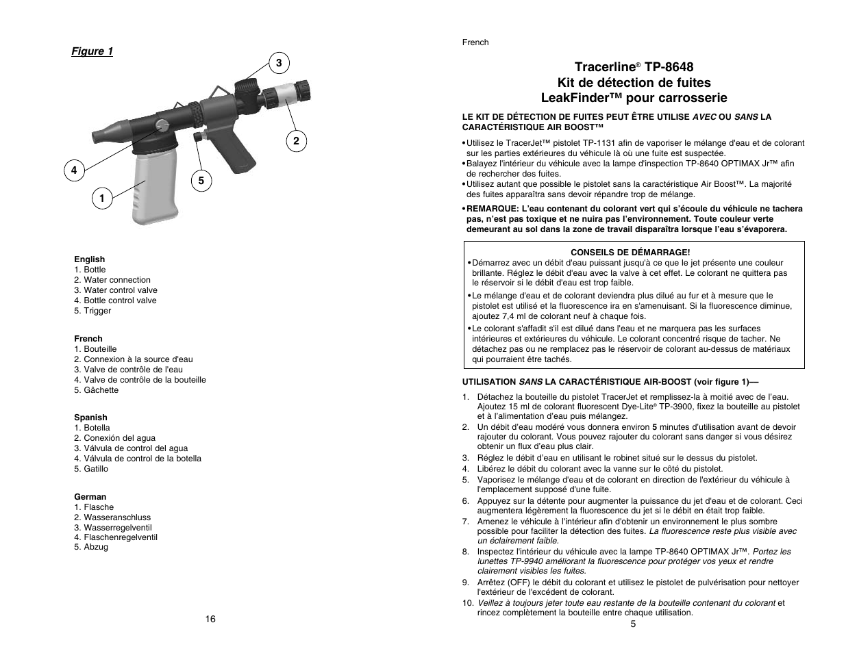 Tp-8648 leakfinder kit manual 16.pdf, Tracerline | Tracer TP-8648 Manual M-L AM06054 User Manual | Page 16 / 19