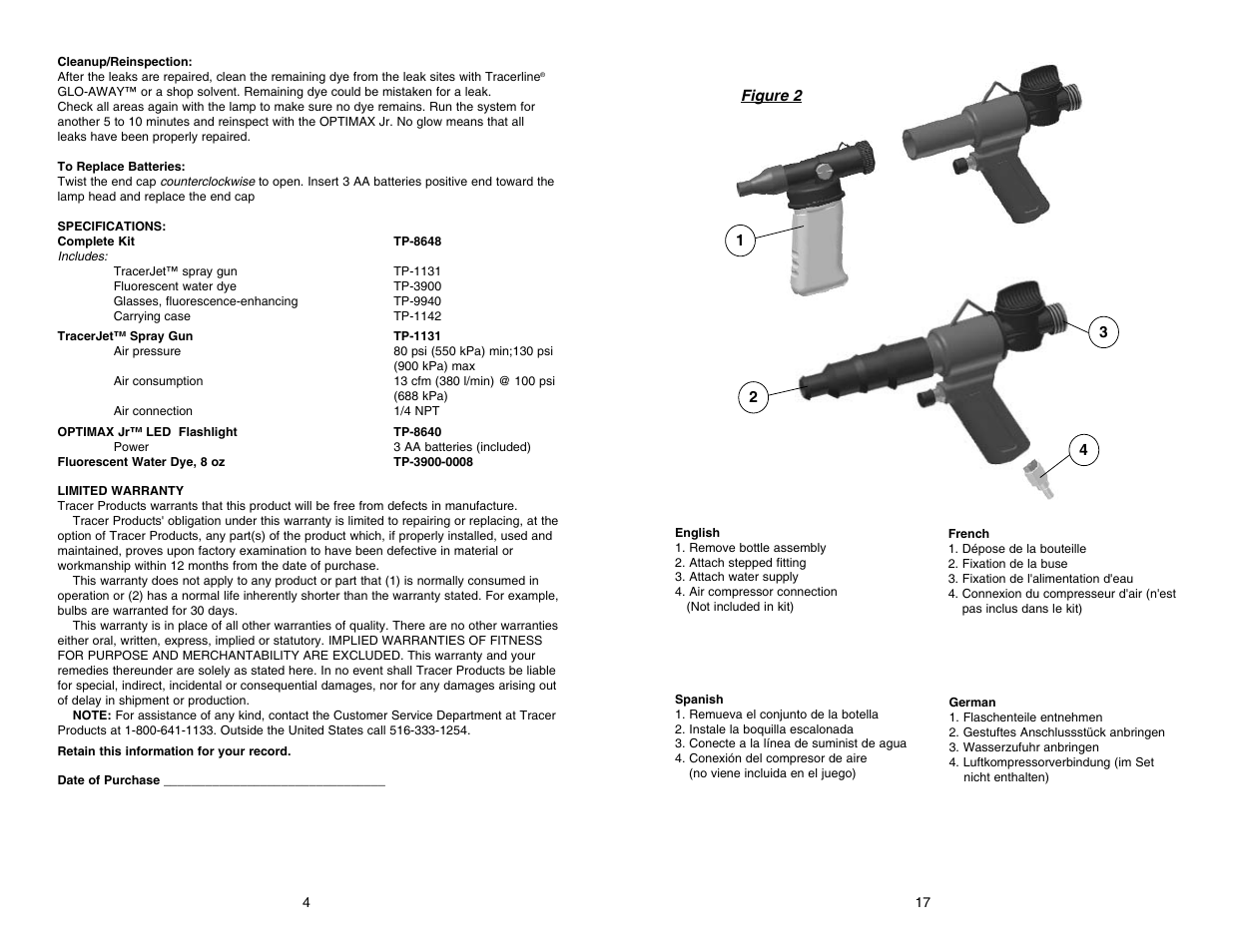 Tp-8648 leakfinder kit manual 17.pdf | Tracer TP-8648 Manual M-L AM06054 User Manual | Page 17 / 19