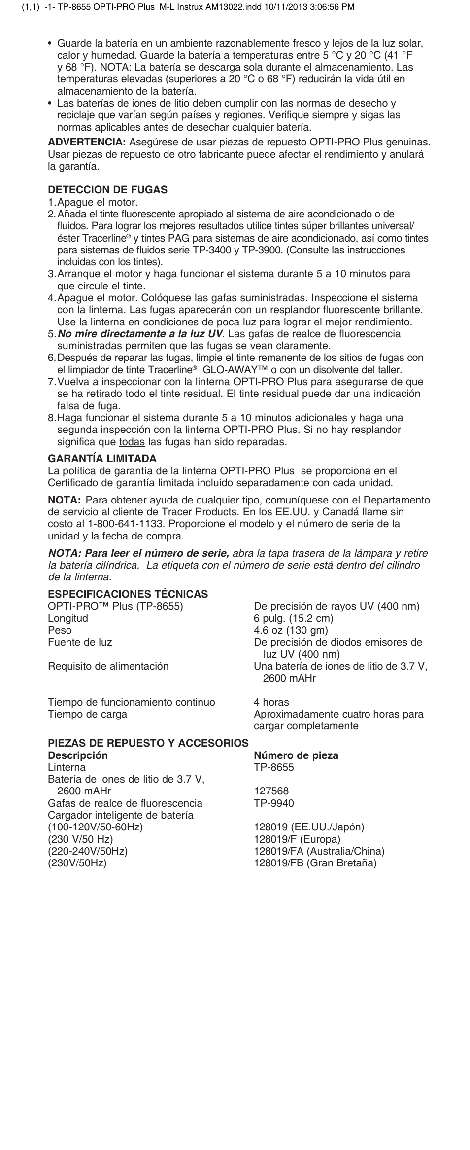 Tracer TP-8655 OPTI-PRO Plus M-L AM13022 User Manual | Page 5 / 8