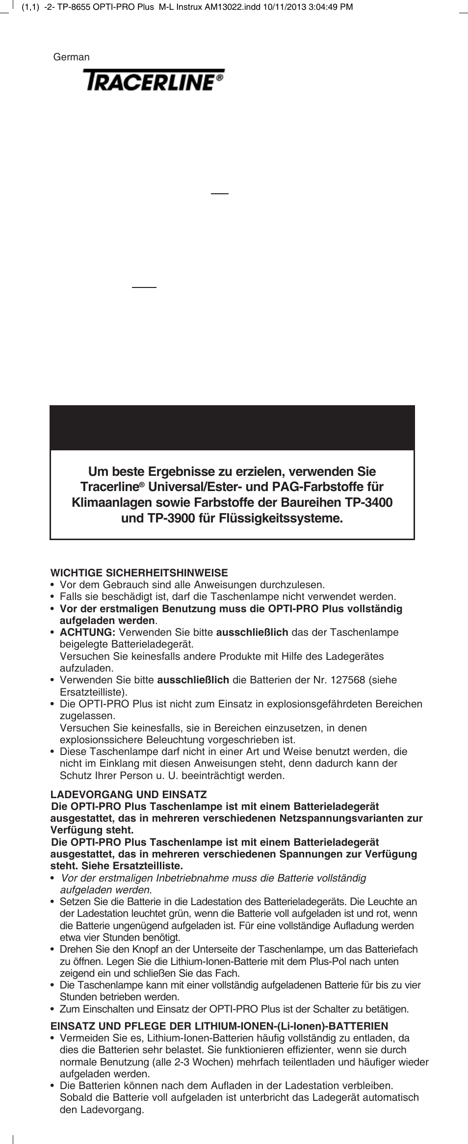 Opti-pro™ plus | Tracer TP-8655 OPTI-PRO Plus M-L AM13022 User Manual | Page 6 / 8